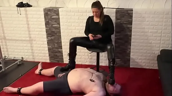 Big Femdom, electro play with slave balls. To watch full video check our profile power Movies