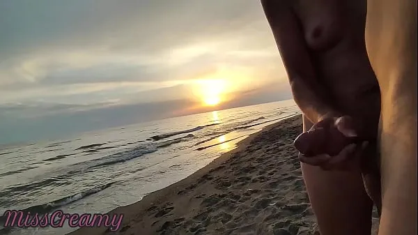 Big French Milf Blowjob Amateur on Nude Beach public to stranger with Cumshot 02 - MissCreamy power Movies
