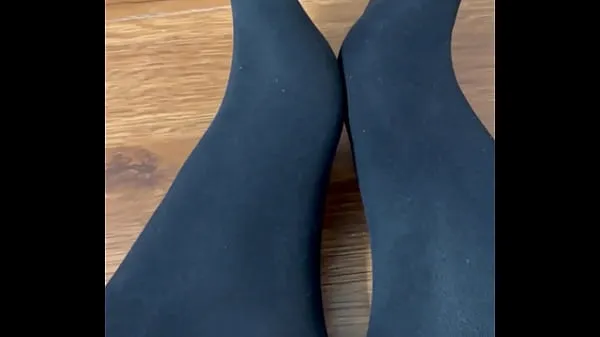 Big Flaunting and rubbing together my black nylon feet power Movies